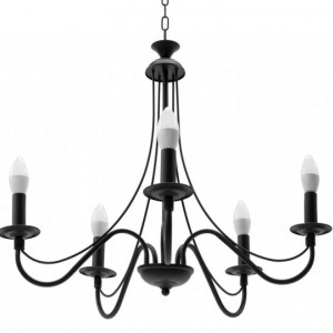 Lampa de tavan suspendata rustica neagra APP647-5CP - Img 2