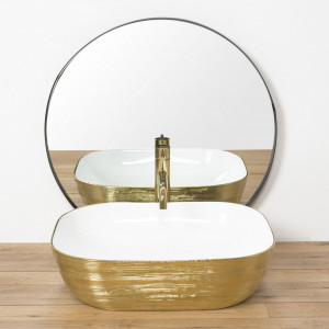 Lavoar ceramic pentru blat FLORIA Gold/Alb - Img 5