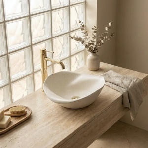 Lavoar ceramic pentru blat REA HM-34B Handmade ART - Img 2
