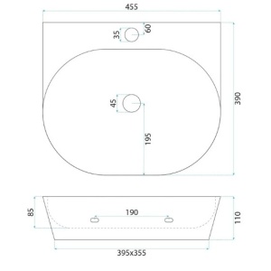 Lavoar ceramic pentru blat REA Kim 46 - Img 2