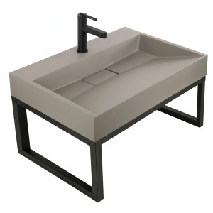 Lavoar din compozit Rea GOYA TAUPE 70CM + Cadru - Img 2