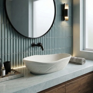 Lavoar pe blat Emilia Grid – design organic, ceramică premium | Deppo - Img 3