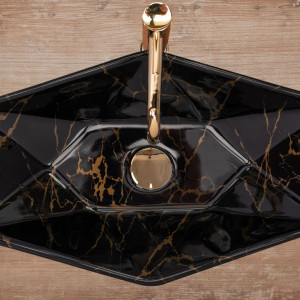 Lavoar pe blat Rea VEGAS BLACK Marble Shiny - Img 3