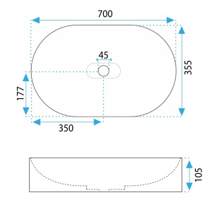 Lavoar pentru blat IRIS 71 CM Alb - Img 3