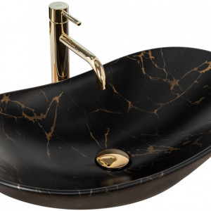 Lavoar pentru blat Rea Royal 60 Black Marble Mat - Img 2