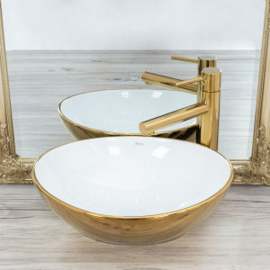 Lavoar pentru blat Rea Sofia Gold / Alb - Img 3
