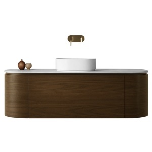 Mobilier lavoar suspendat cu blat alb VERRA nuc 120 Deppo