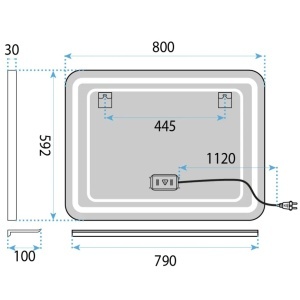 Oglindă de perete LED cu raft 80x60 cm L-8060 - Img 4