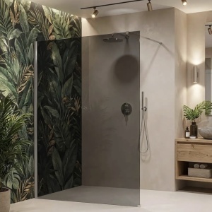 Paravan de dus Rea Flexi Grey / Chrome