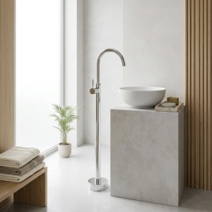 Robinet lavoar Lungo Chrome – baterie modernă cromată pentru lavoar, montaj pe blat | disponibil pe Deppo - Img 5
