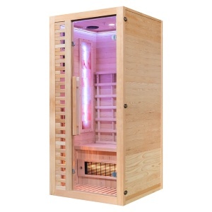 Saună cu infraroșu C1ST 90×90 cm cu piatră de sare, turmalină, LED și Bluetooth – saună uscată 1 persoană | Deppo - Img 6