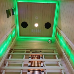 Saună cu infraroșu C1ST 90×90 cm cu piatră de sare, turmalină, LED și Bluetooth – saună uscată 1 persoană | Deppo - Img 16