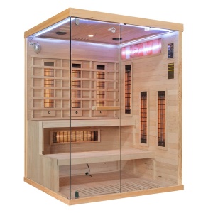 Saună cu infraroșu pentru 3 persoane cu cromoterapie LED și Bluetooth – saună uscată low-temperature, cabină wellness premium | Deppo - Img 7