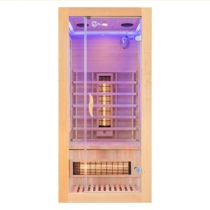 Saună cu infraroșu și piatră de sare pentru 1 persoană 90×90 cm – cromoterapie LED, Bluetooth | Deppo - Img 15