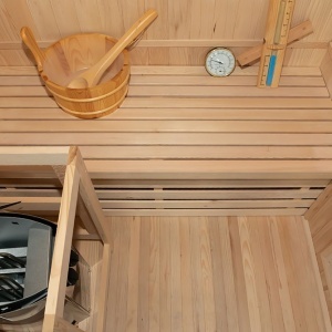Saună finlandeză 2 persoane cu sobă HARVIA 3.5 kW 120x105 CM – saună tradițională temperatură înaltă, LED, lemn natural | Deppo - Img 11