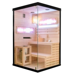 Sauna finlandeza cu temperatura inalta si soba Harvia 3.5kW pentru 1-2 persoane Lark 120 x 120 cm - Img 2