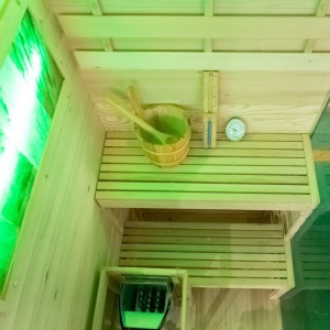 Sauna finlandeza cu temperatura inalta si soba Harvia 3.5kW pentru 1-2 persoane Lark 120 x 120 cm - Img 12