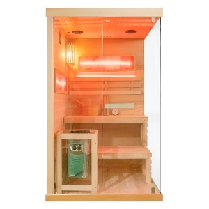 Sauna finlandeza cu temperatura inalta si soba Harvia 3.5kW pentru 1-2 persoane Lark 120 x 120 cm - Img 3