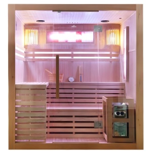 Sauna finlandeza cu temperatura inalta si soba Harvia 6kW pentru 4-5 persoane Kemi 180 x 160 cm