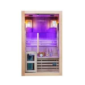 Saună finlandeză KEMI1 120×105 cm cu sobă HARVIA 3.5 kW – 1-2 persoane, saună tradițională, Hemlock, cromoterapie, Bluetooth | Deppo - Img 4