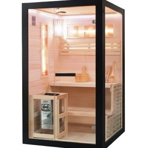 Saună Finlandeză Premium 120x120 cm pentru 1-2 Persoane cu Sobă Harvia 3.5 kW și Bluetooth | Deppo - Img 6