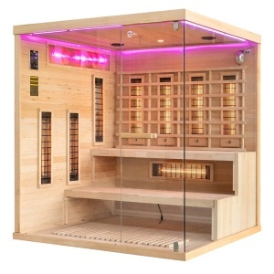 Sauna tip uscat cu infrarosu si cu pietre din sare de Hymalaya 4 persoane EP4RS XL stanga 180 x 160 cm - Img 5