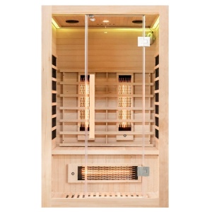 Saună uscată cu infraroșu ALTA2 120×105 cm – 2-3 persoane, Hemlock, 230V, cromoterapie, Bluetooth | Deppo
