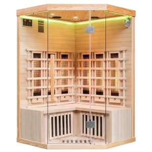 Saună uscată cu infraroșu ALTA6 120×120 cm – 2-3 persoane, Hemlock, încălzire carbon + quartz, Bluetooth, cromoterapie | Deppo - Img 3