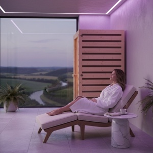Saună uscată Infrared pentru acasă TROMSO1 90×90 cm – 1 persoană, 230V, Hemlock premium | Deppo - Img 12
