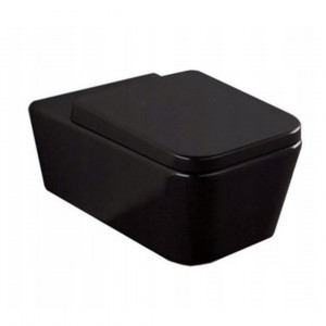 Set Bideu si Vas WC GROHE, ceramica sanitara, Vas WC CUBIC BLACK RIMLESS + Bideu + Capac Soft-Close + Cadru + Clapeta - Img 6