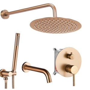 Set de duș incastrat Rea Lungo Copper Brush Auriu cu BOX