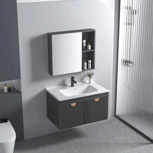 Set mobilier de baie cu lavoar Mario 60cm Grey - Img 3