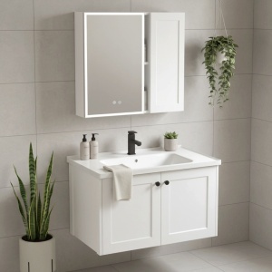 Set mobilier de baie cu lavoar Monti 60cm White - Img 3