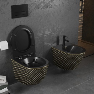 Set vas WC + Bideu FLSK Black/Gold squared - Img 2