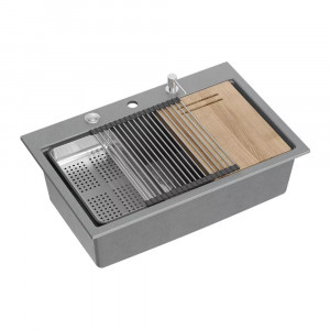 Statie de lucru incastrata Quadron Unique Marc gri - inox 76x50 cm - Img 8