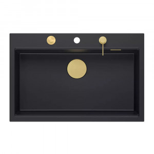 Statie de lucru incastrata Quadron Unique Marc negru carbon - auriu 76x50 cm - Img 6