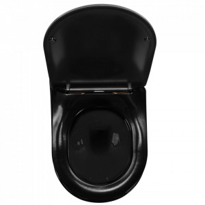 Vas WC suspendabil Rea CARLO Mini Rimless Duroplast Flat Black Gold Edge - Img 4