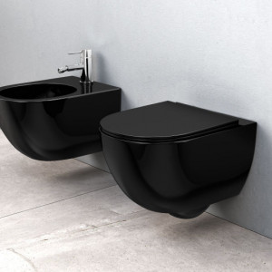 Vas WC suspendabil Rea Carlo Mini Rimless Flat negru - Img 2