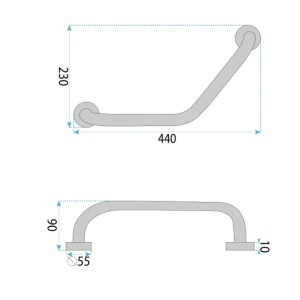 Bară de sprijin unghiulară pentru baie Chrome - Img 4