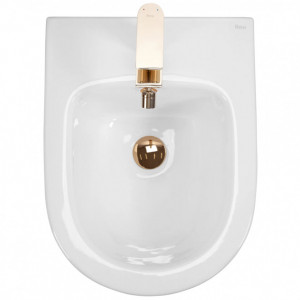 Bideu suspendabil Rea Carlo Mini White Gold Edge Alb cu dunga Aurie - Img 1