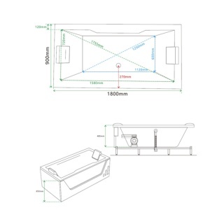 CADĂ DE BAIE SATURN 944 ALBĂ CU HIDROMASAJ Deppo 180x90 cm - Img 8