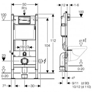 Cadru flush bideu GEBERIT, dimensiuni 50x112 cm, albastru Delta 21 crom - Img 3