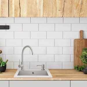 Chiuveta Bucatarie REA GRANIT WEST WHITE, Dimensiuni 44 x 48.5 x 17 cm, 1 Cuva, Incastrabila, Alb - Img 3