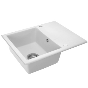 Chiuveta Bucatarie REA NORTH WHITE, Dimensiuni 48.5 x 59.5 x 18 cm, 1 Cuva, Picurator Reversibil, Incastrabila, Forma Dreptunghiulara, Alb - Img 8