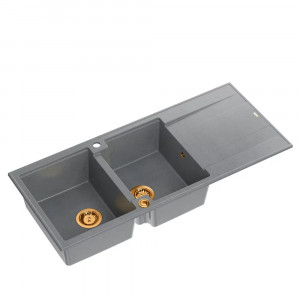 Chiuveta compozit incastrata Quadron Evan 121 gri - cupru 116x50 cm