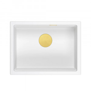 Chiuveta compozit incastrata Quadron Logan 100 alb - auriu 59.5x45.1 cm - Img 2