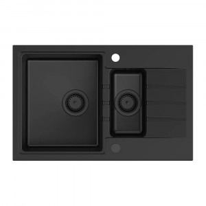 Chiuveta compozit incastrata Quadron Pop Peter 156 negru carbon 78x50 cm - Img 1