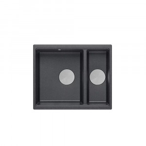 Chiuveta compozit sub blat Quadron Logan 150 negru - inox 56x46 cm - Img 1