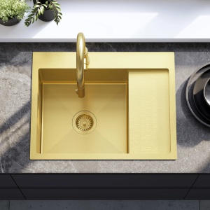 Chiuveta de bucatarie FIN , Model Modern 620x480mm , Culoare Brush Gold - Img 7
