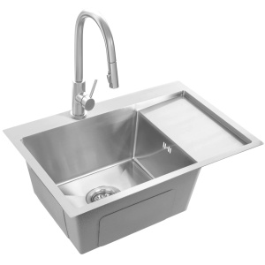 Chiuveta de bucatarie FIN , Model Modern, Culoare Brush Nickel - Img 3